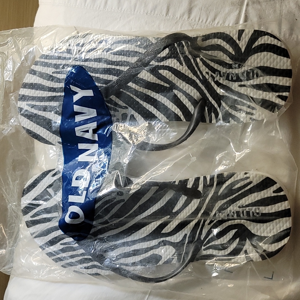Zebra print flip flops